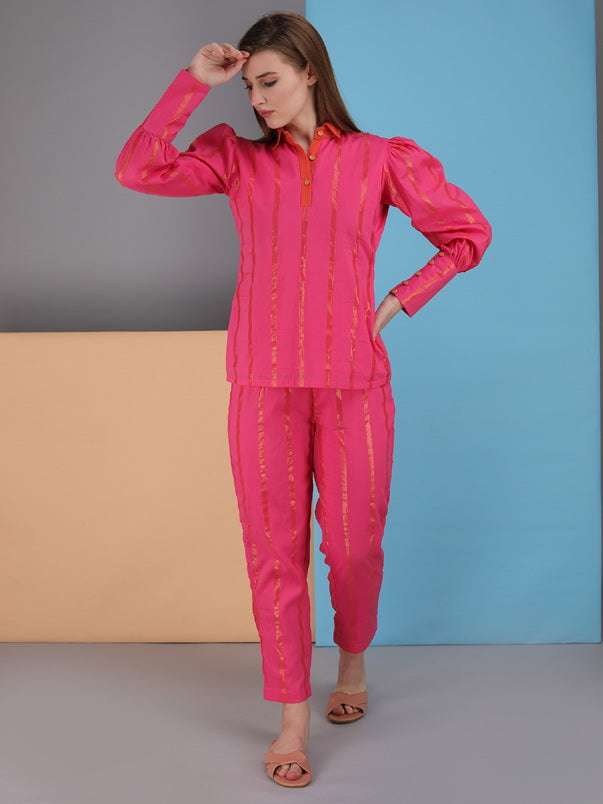collar Co-rd set made in cotton