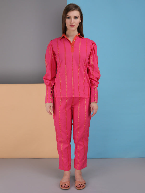 collar Co-rd set made in cotton