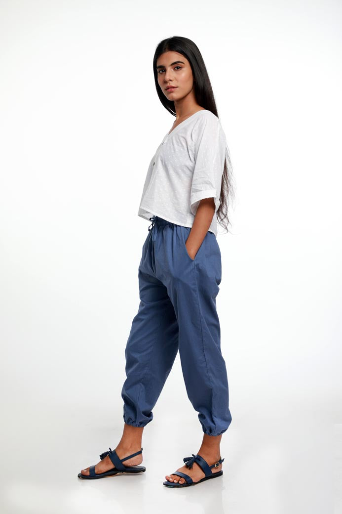 TEXTURED WHITE LINEN TOP