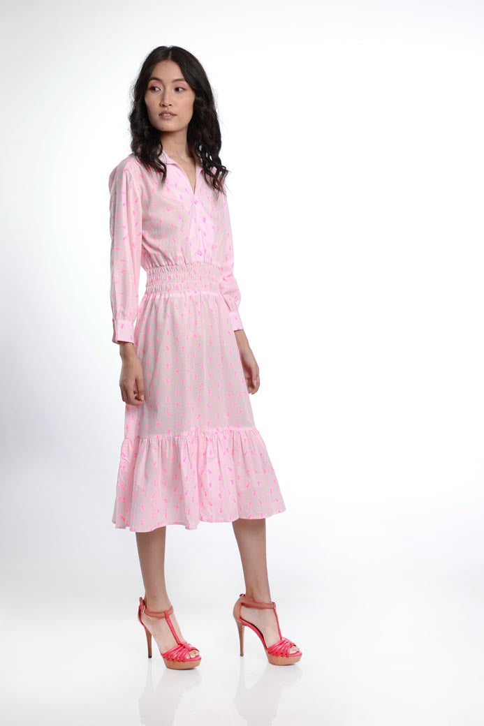 TIERED PANEL DRESS WITH ELASTICATED WAIST
