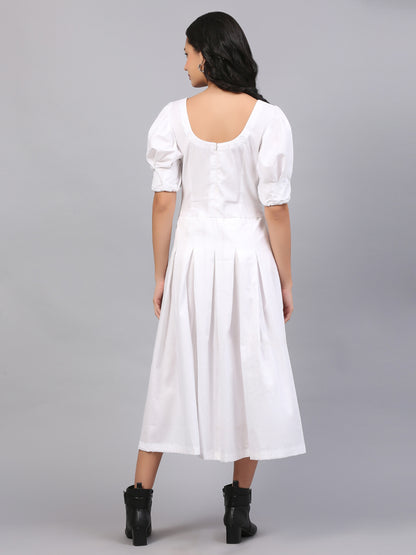 PRISTINE WHITE RUCHED DRESS