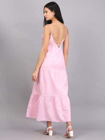 ROSEMARY PINK SPAGHETTI TIER DRESS