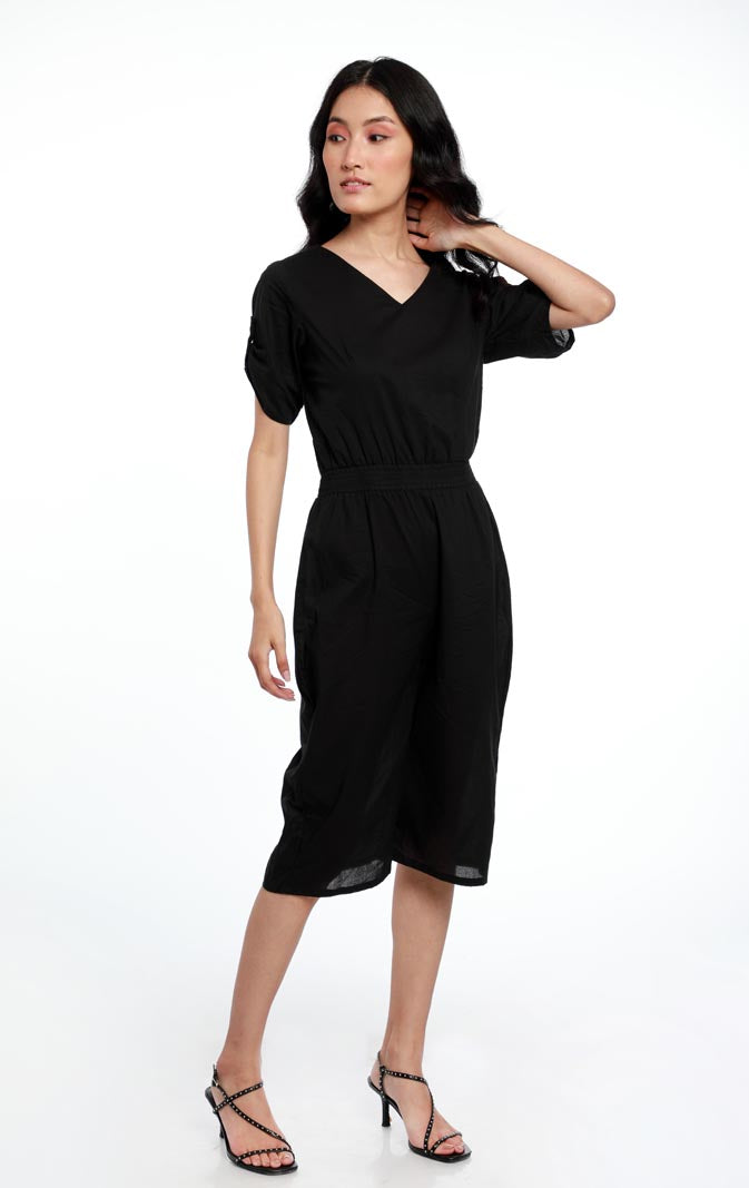 ELASTICATED WAIST COTTON PLAYSUIT