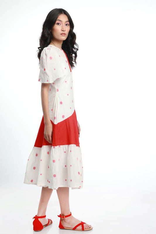 HANDWOVEN COTTON POLKA DOT DRESS