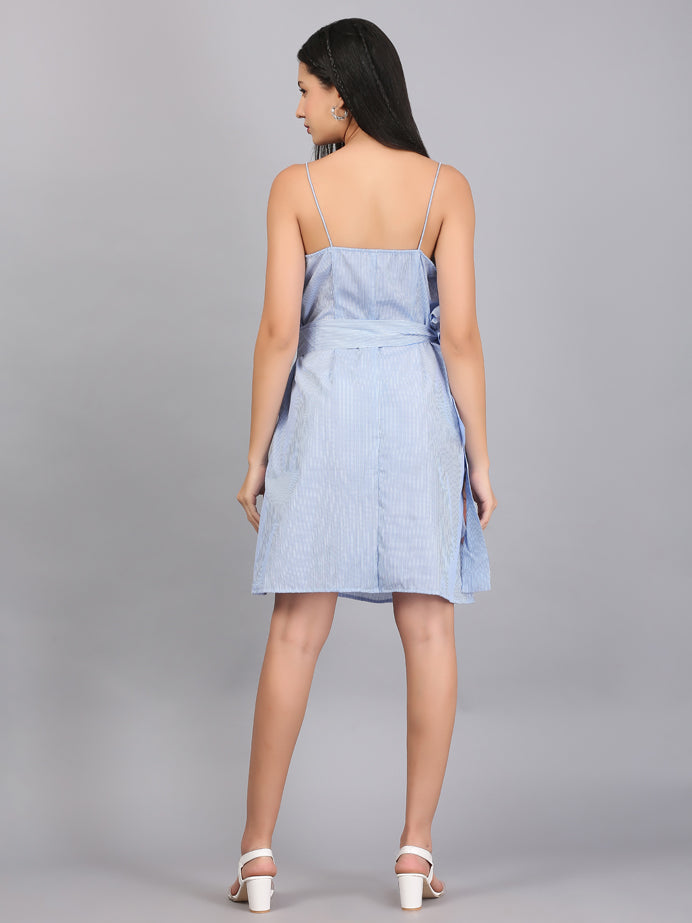 OVERLAP STRIPE SPAGHETTI DRESS
