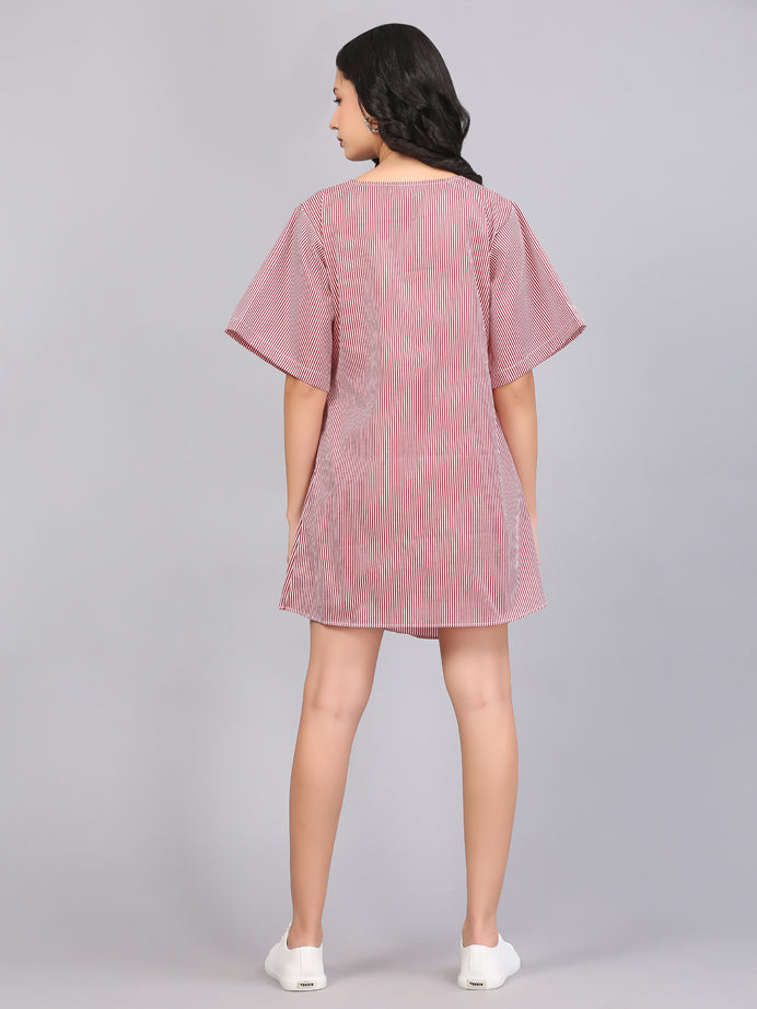 KNOTTED OVERLAP SHIFT DRESS