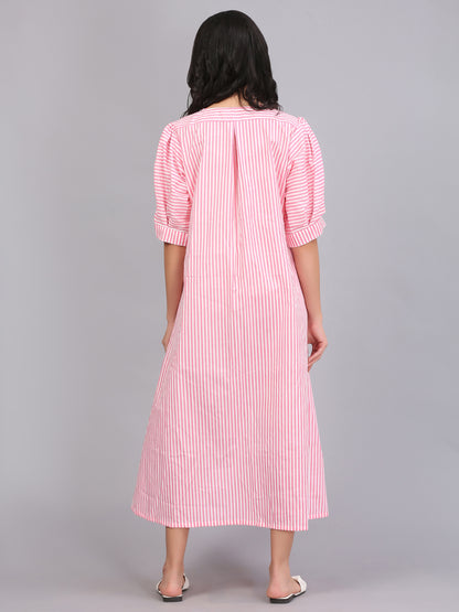 STRIPE BOXPLEAT SHIFT DRESS