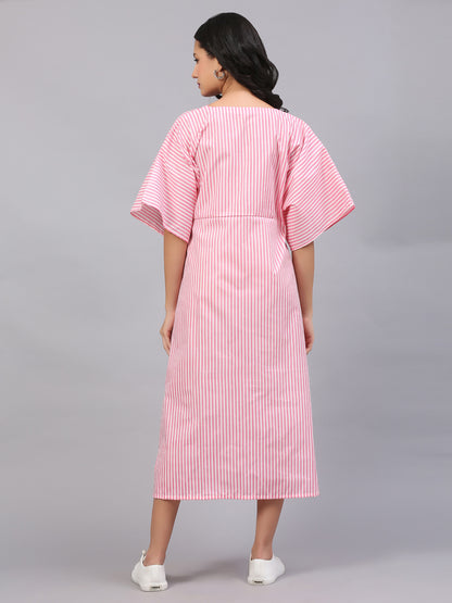 KNOTTED STRIPE SLIT DRESS