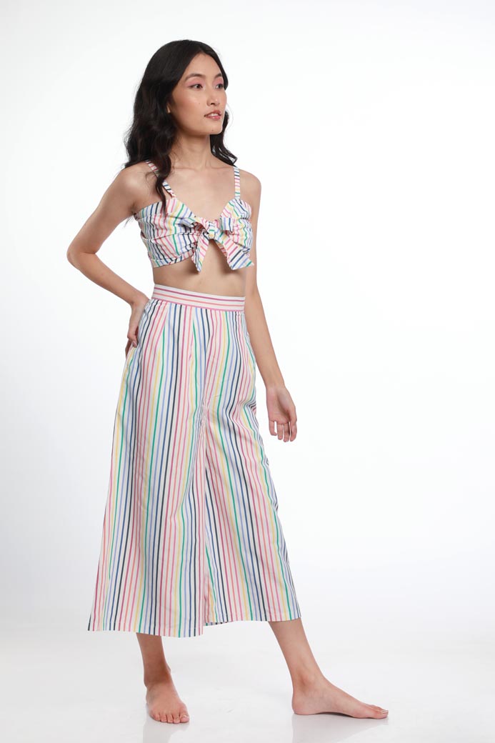 MULTI STRIPE BRALET & CULOTTES. MADE IN COTTON POPLIN