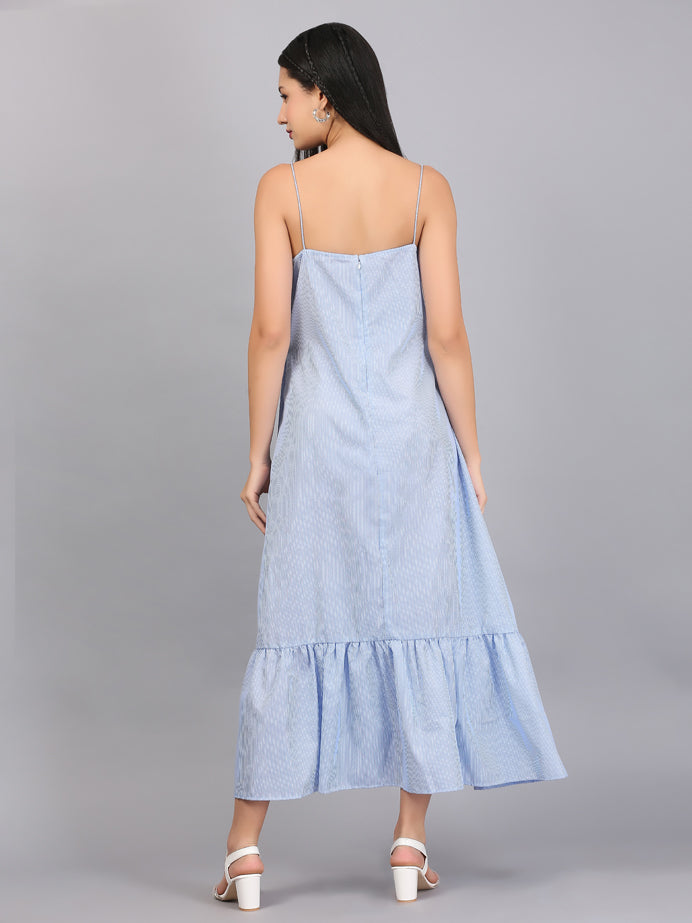 SPAGHETTI STRAP STRIPE TIER DRESS