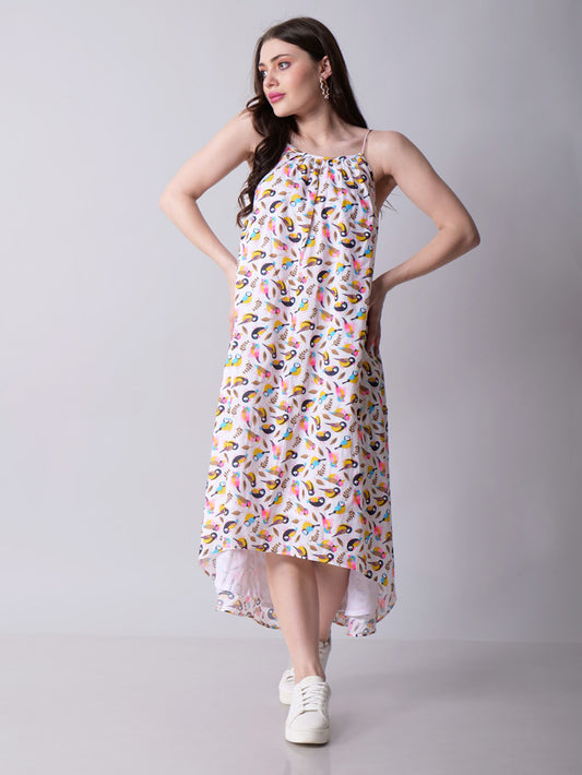 Printed High-low Maxi Dress