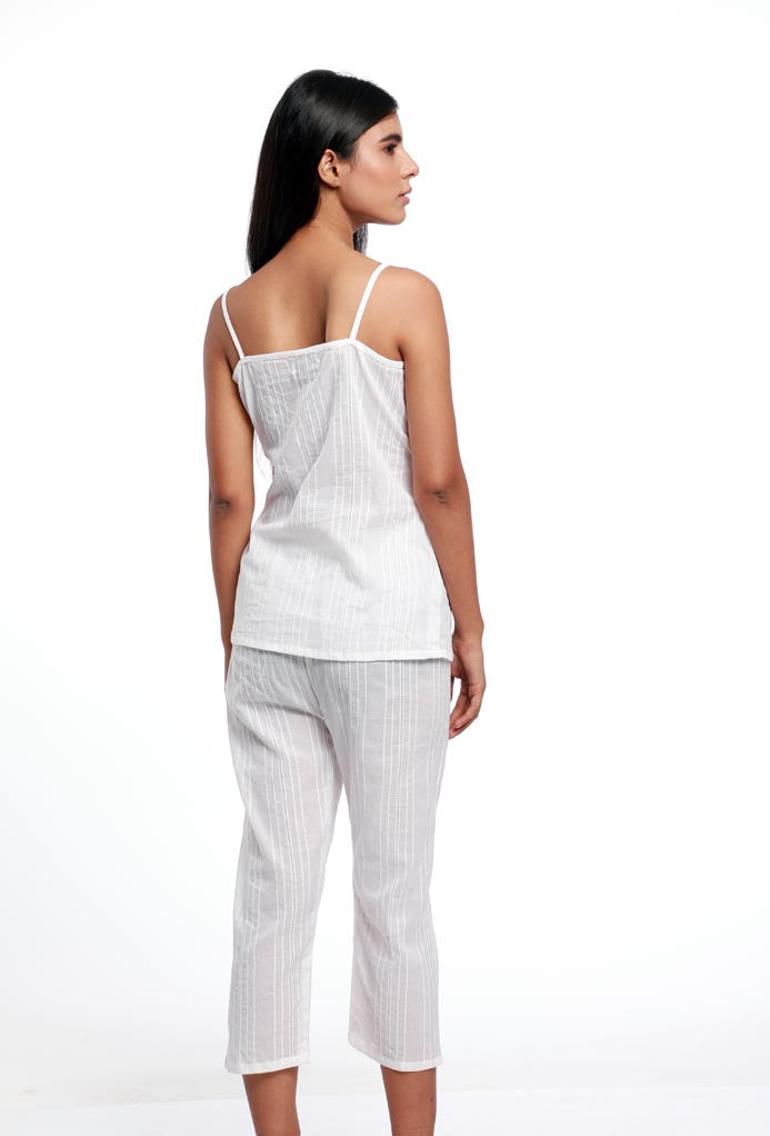 OVERLAP COTTON, HAND WOVEN NIGHT TOP & NIGHT PANTS