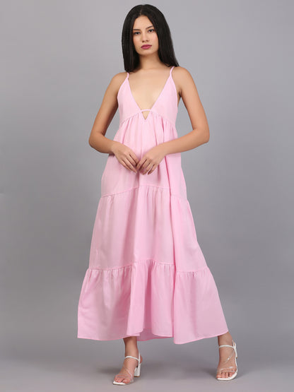 ROSEMARY PINK SPAGHETTI TIER DRESS