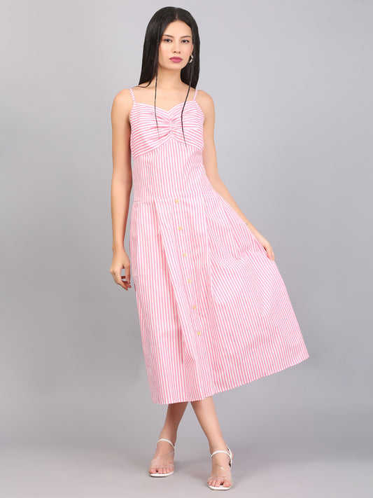 STRIPE SPAGHETTI  DRESS