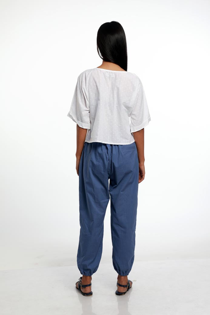 TEXTURED ELASTICATED DRAWSTRING PANTS