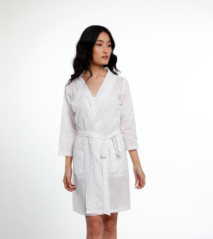 TEXTURED HANDWOVEN COTTON BATHROBE