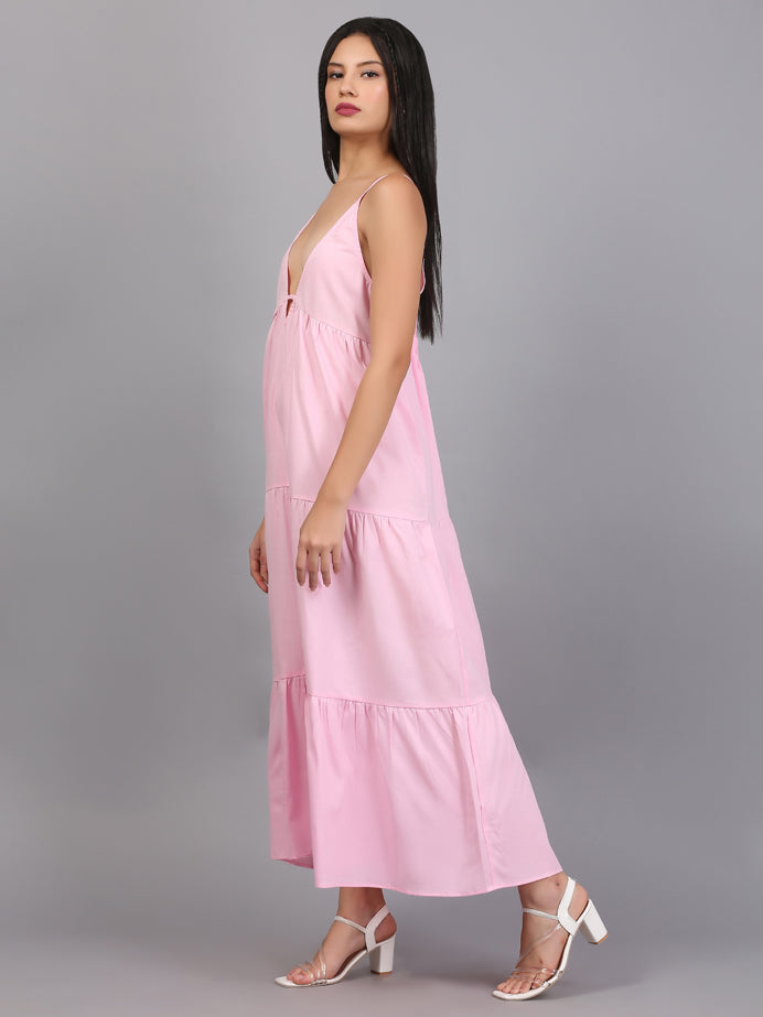 ROSEMARY PINK SPAGHETTI TIER DRESS