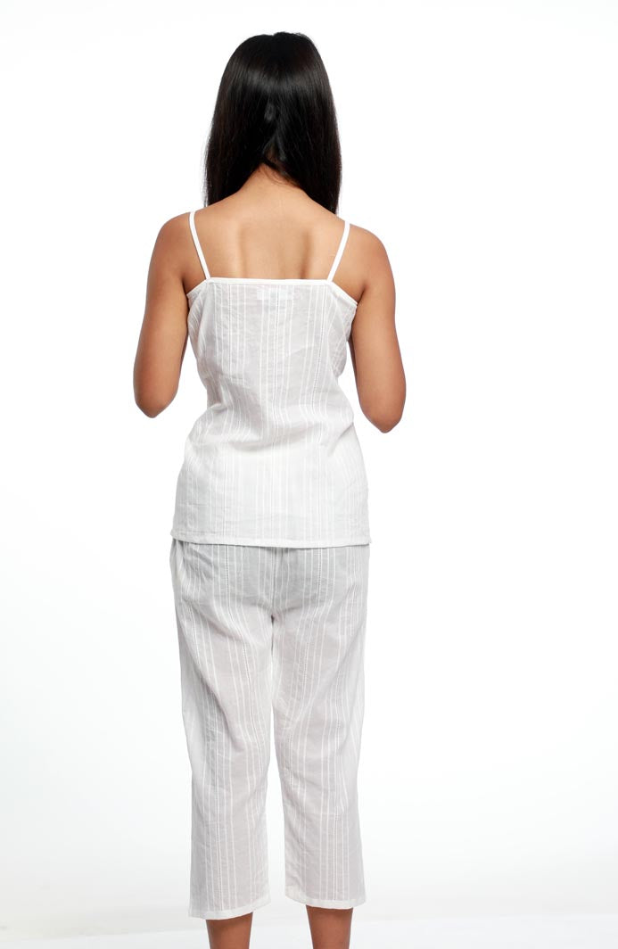 OVERLAP COTTON, HAND WOVEN NIGHT TOP & NIGHT PANTS