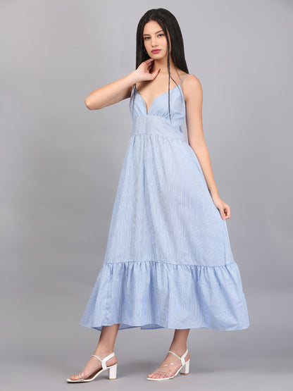 SPAGHETTI STRAP STRIPE TIER DRESS