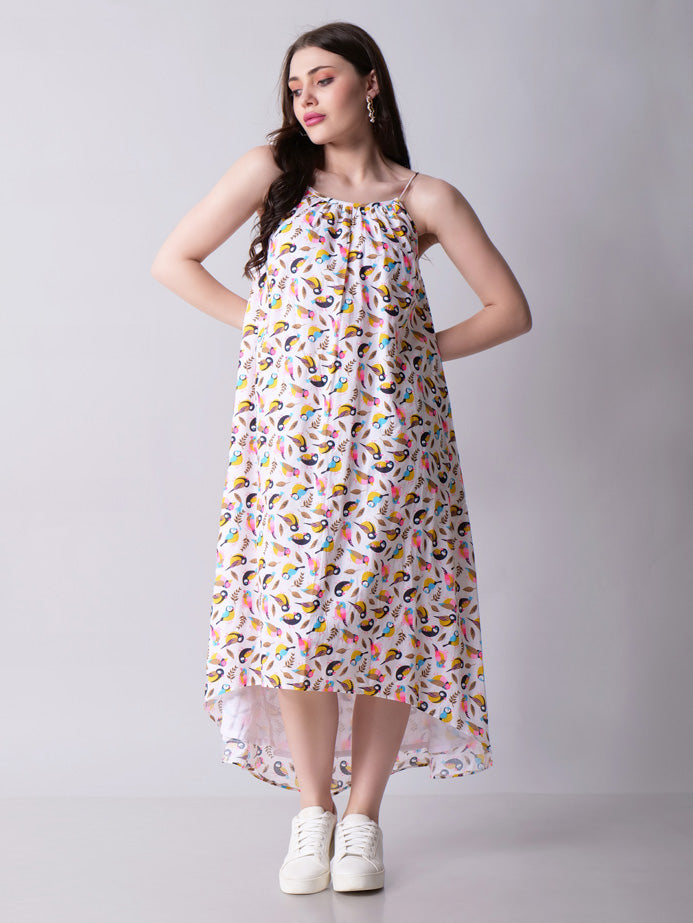 Printed High-low Maxi Dress