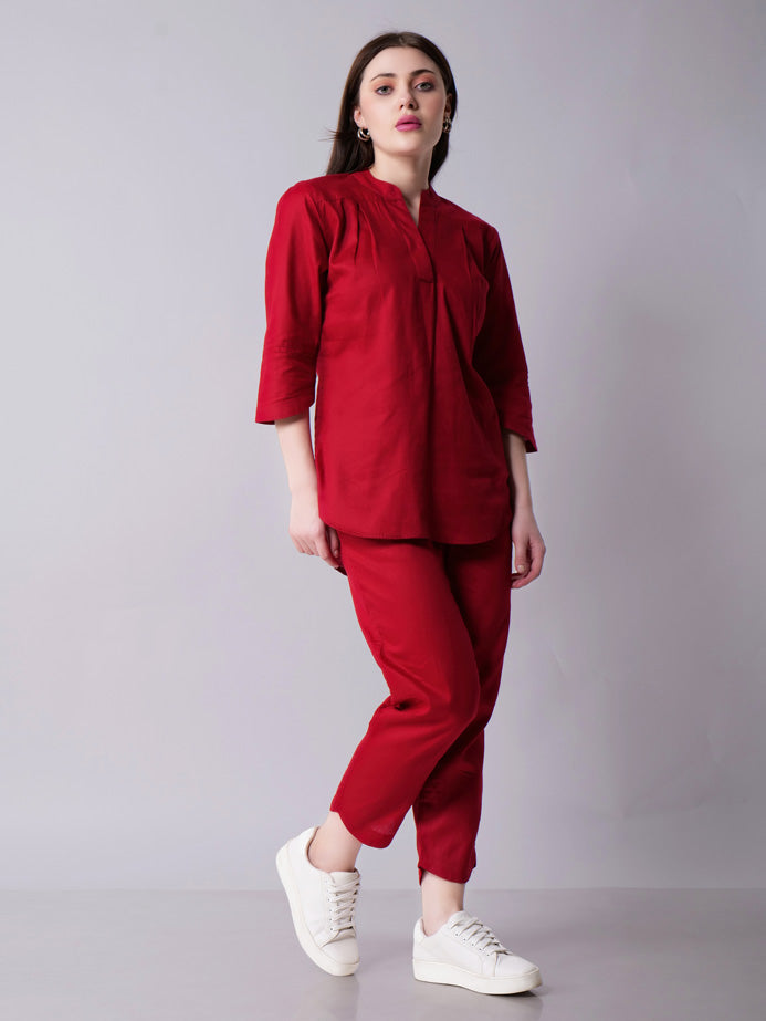 Red high Low Coord Set