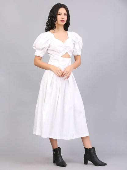 PRISTINE WHITE RUCHED DRESS