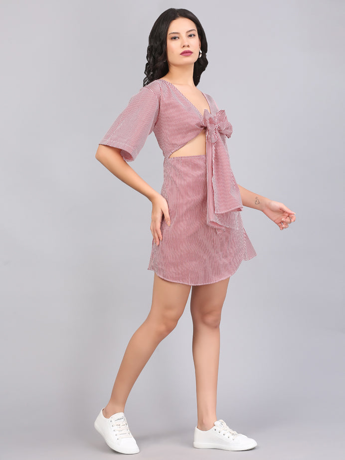 KNOTTED OVERLAP SHIFT DRESS