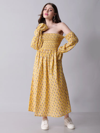 Printed Off-shoulder maxi dress