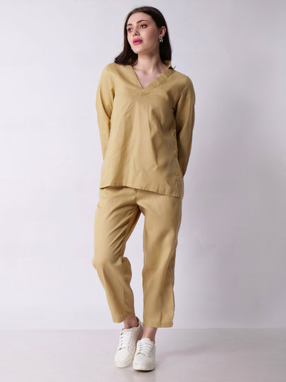 Beige High Low Coord Set