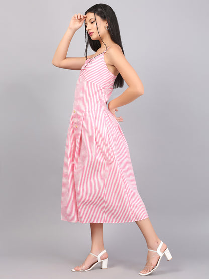 STRIPE SPAGHETTI  DRESS