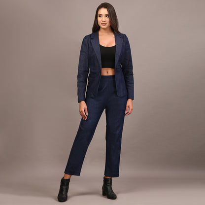 Denim blazer pant set