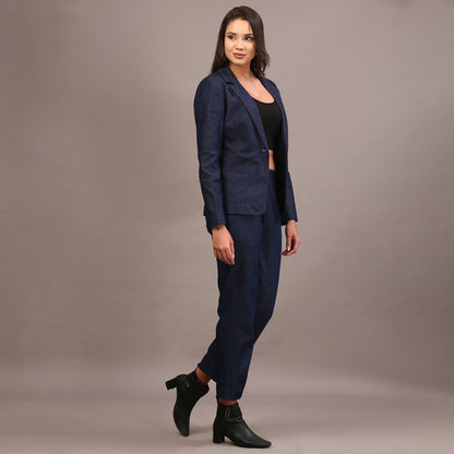 Denim blazer pant set