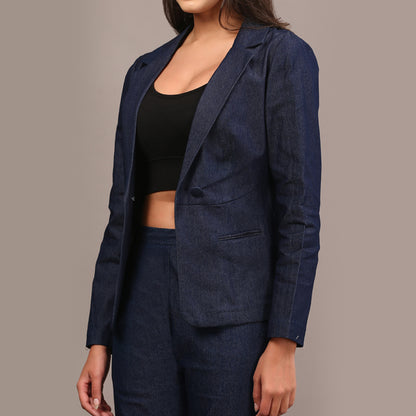 Denim blazer pant set