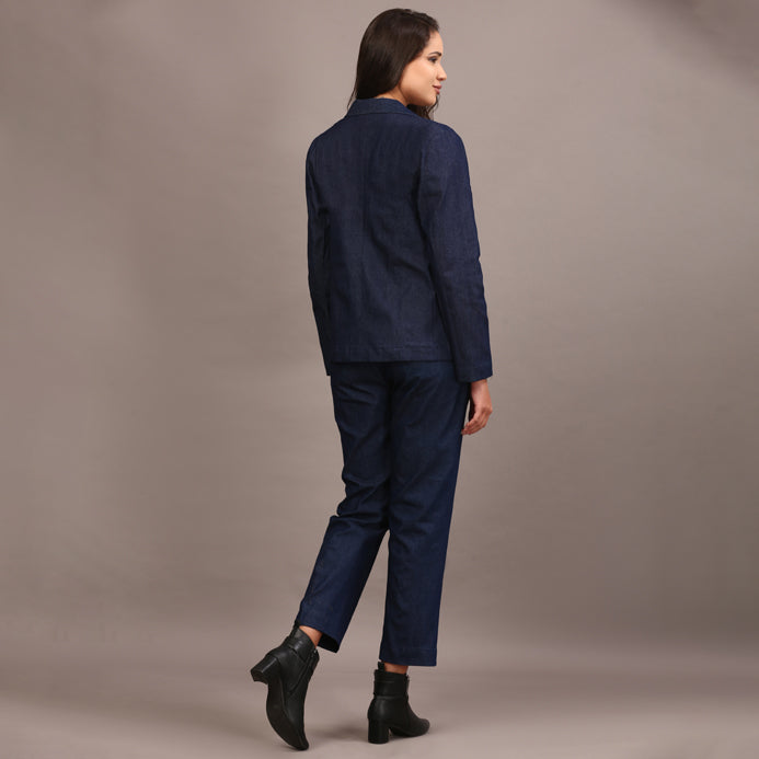 Denim blazer pant set