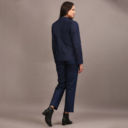 Denim blazer pant set