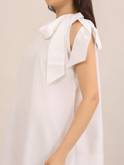 Elegant White One-Shoulder Bow Maxi Dress