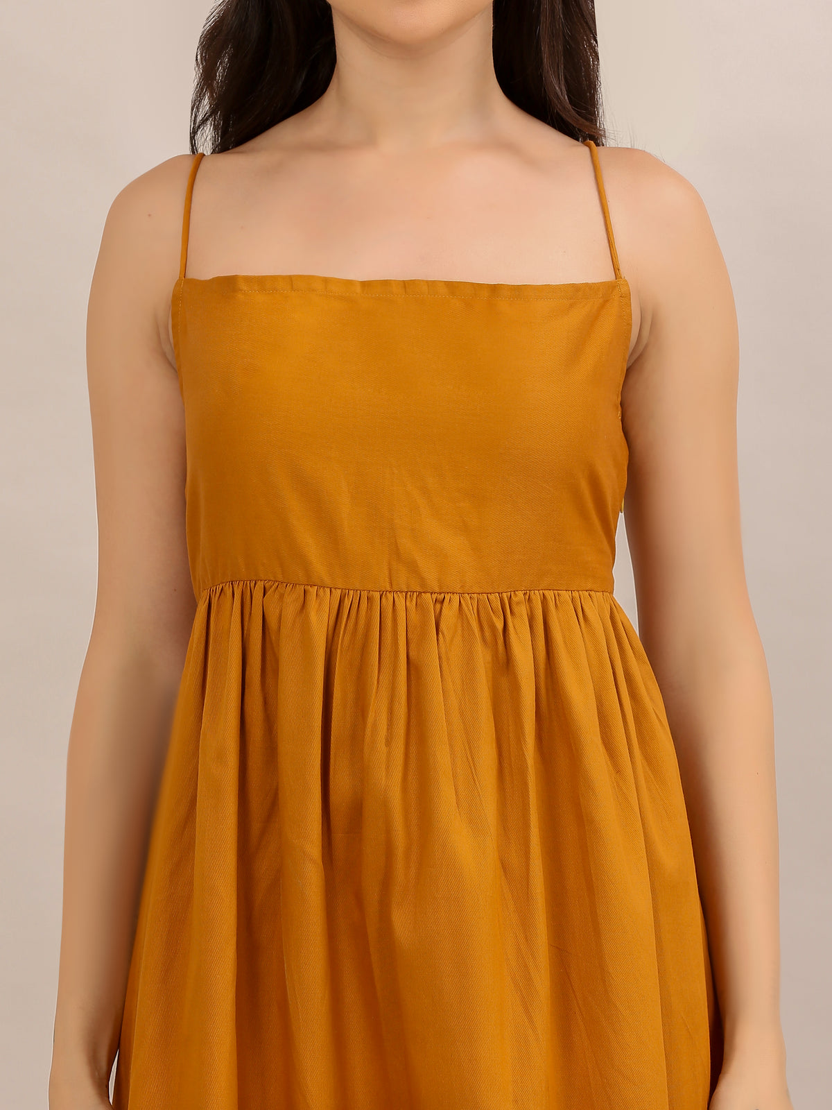 Mustard Yellow Strappy Tiered Maxi Dress
