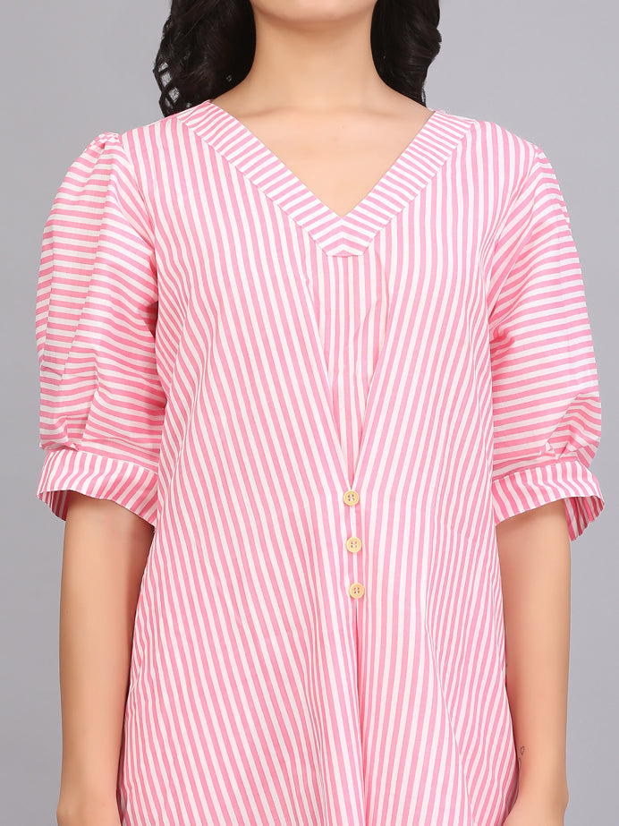 STRIPE BOXPLEAT SHIFT DRESS
