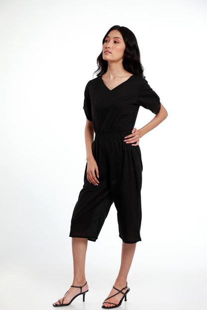 ELASTICATED WAIST COTTON PLAYSUIT