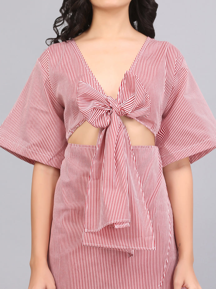 KNOTTED OVERLAP SHIFT DRESS