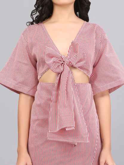 KNOTTED OVERLAP SHIFT DRESS