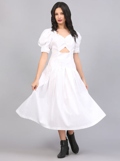 PRISTINE WHITE RUCHED DRESS