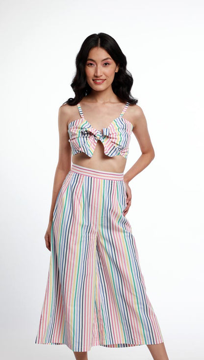 MULTI STRIPE BRALET & CULOTTES. MADE IN COTTON POPLIN