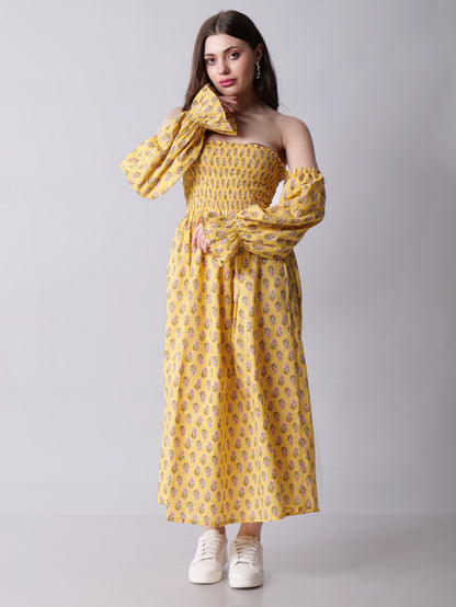 Printed Off-shoulder maxi dress