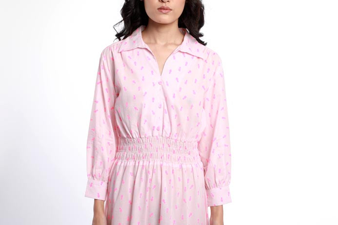 TIERED PANEL DRESS WITH ELASTICATED WAIST