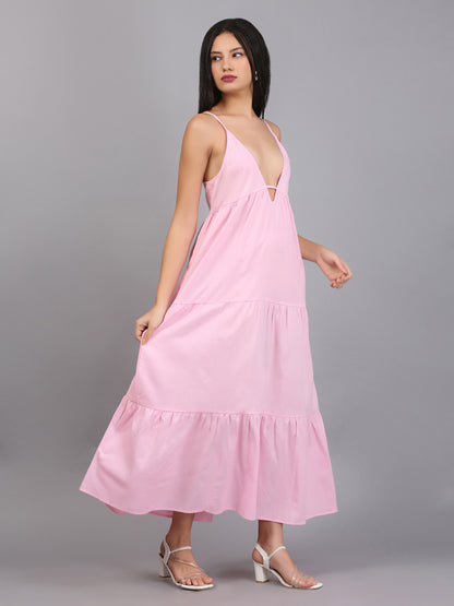 ROSEMARY PINK SPAGHETTI TIER DRESS