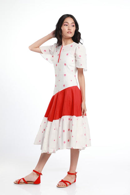 HANDWOVEN COTTON POLKA DOT DRESS