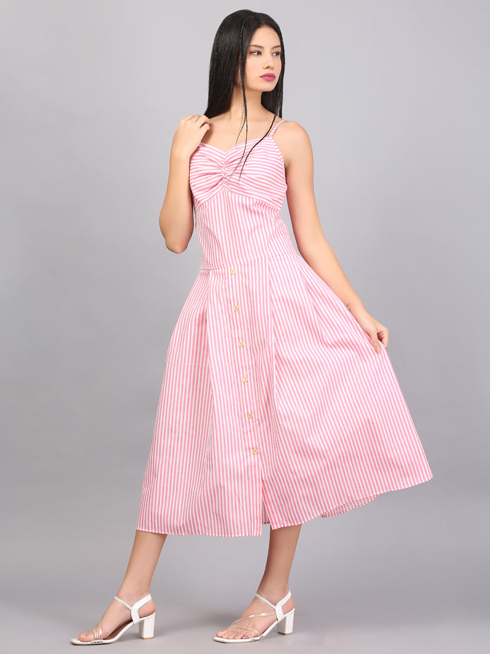 STRIPE SPAGHETTI  DRESS