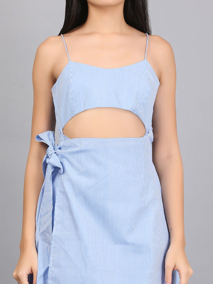 OVERLAP STRIPE SPAGHETTI DRESS