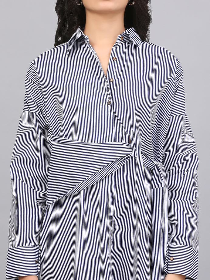 KNOTTED BUTTON DOWN DRESS